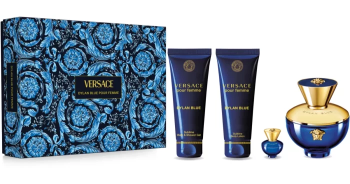 Versace Dylan Blue Pour Femme Set Gift (EDP 100ml + EDP 5ml + SG 100ml + SL100ml) For Men