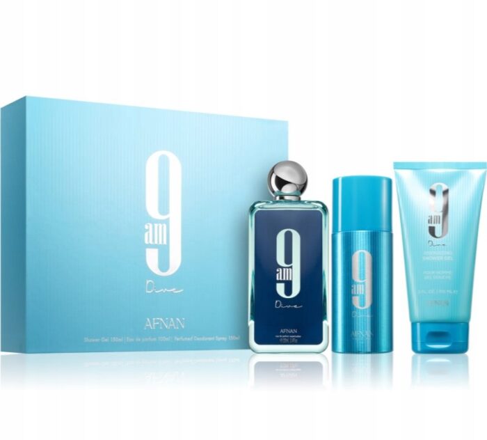 Afnan 9am Dive(EDP 100ML+Shower Gel 150ML+Deodarant Spray 150ML)Men