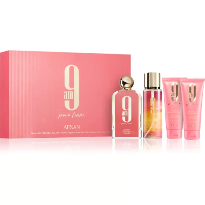 Afnan 9am Pour Femme Gift Set(EDP 100ML+Shower Gel 150ML+Body Lotion 100ML+Body Mist 150ML)Women