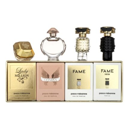 פאקו רבאן סט מיניאטורות - Paco Rabanne Set Miniatures 1 Million + Olympea + Fame + Fame Parfum - סט בשמים לגבר ולאישה - 4 מ"ל (כל בקבוק) מגוון ריכוזים (מקורי)