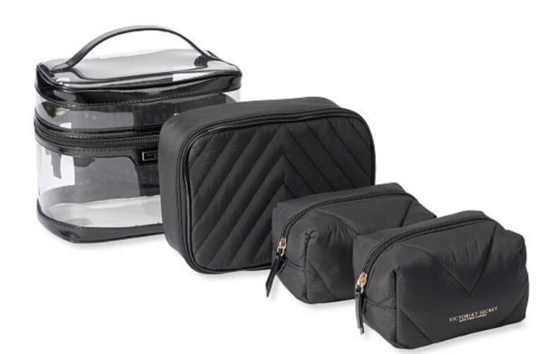 ויקטוריה'ס סיקרט תיק רחצה 4 חלקים שחור - Victoria's Secret Toiletry Bag 4pc Black (מקורי)