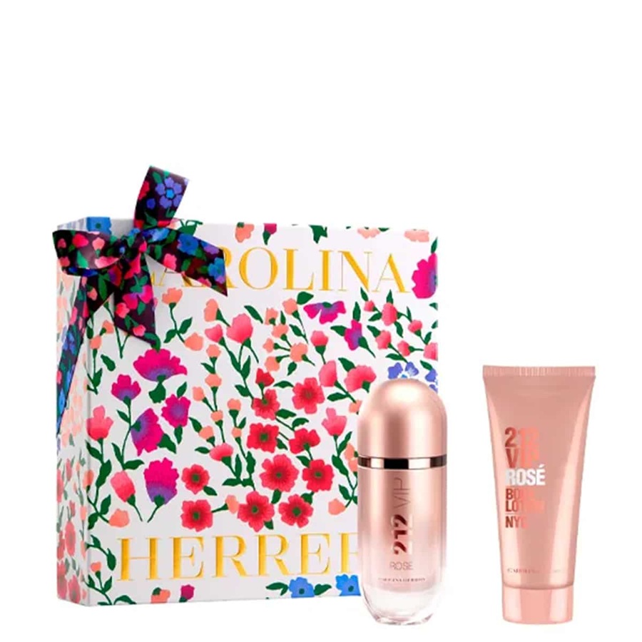 Carolina-Herrera-212-Vip-Rose-Set-Edp-80ml-B.lotion-100ml קרולינה הררה סט וי.אי.פי רוז 212(א) אדפ 80מל+ ת.גוף 100מל